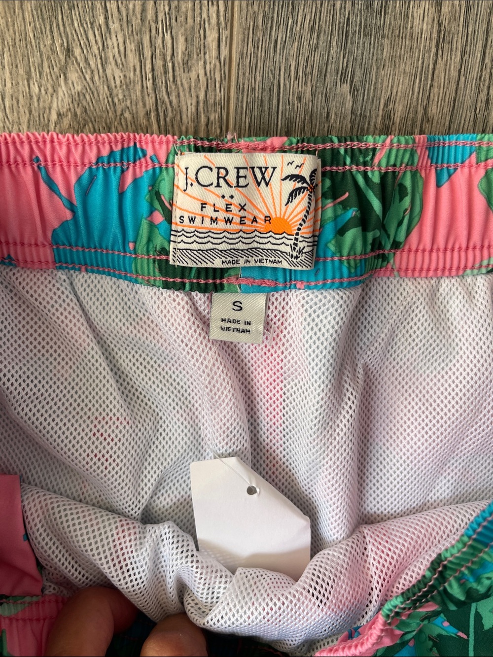 J. Crew Pink Tropical Leaf Swim Trunks - Picture 2 of 15